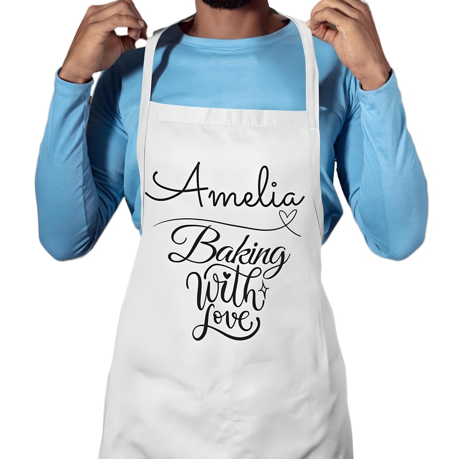 Personalised Kitchen Baking Apron -Baking With Love Bakers Apron