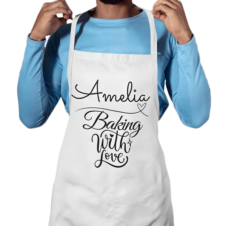 Personalised Kitchen Baking Apron -Baking With Love Bakers Apron