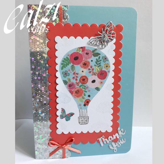 Floral Balloon Thank You Card