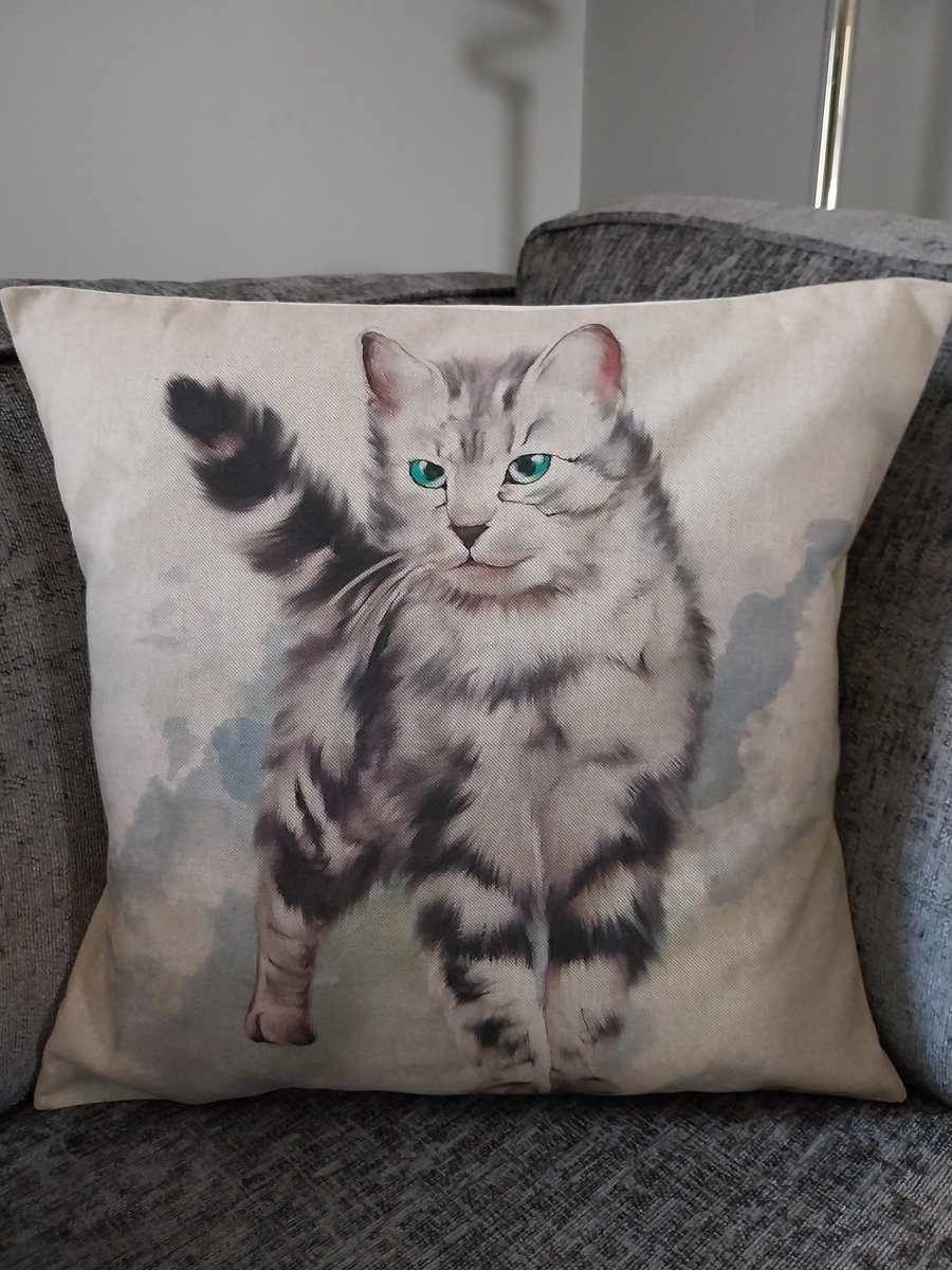 Cat print cushion sales