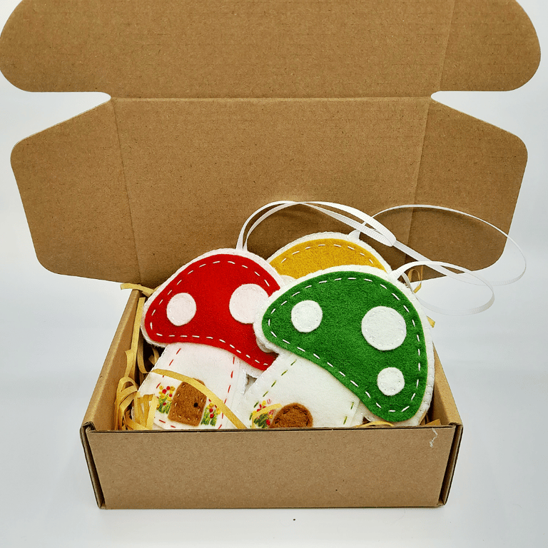 Felt Toadstools Hanging Decorations - Set of three