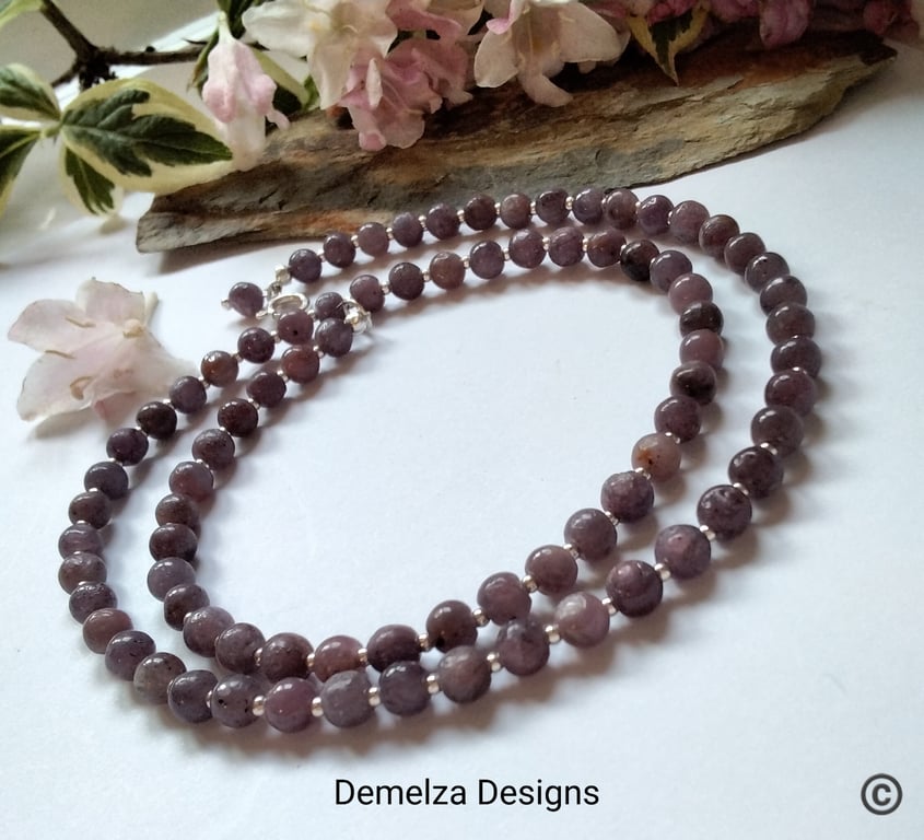 Designer African Raw Ruby Gemstone Sterling Silver Necklace