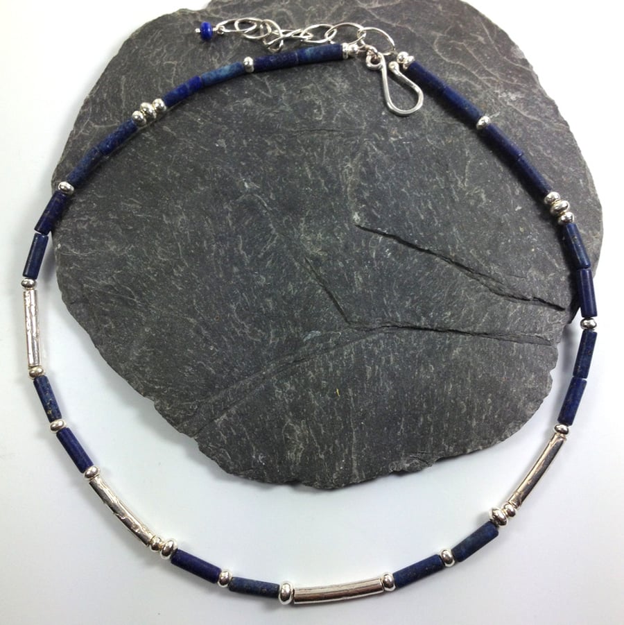 Silver and lapis lazuli necklace 