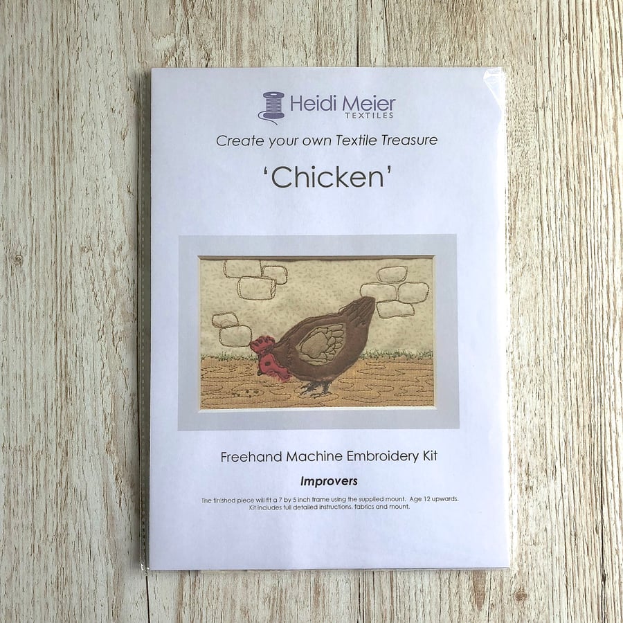 Chicken textile artwork sewing kit - make your own textile picture 
