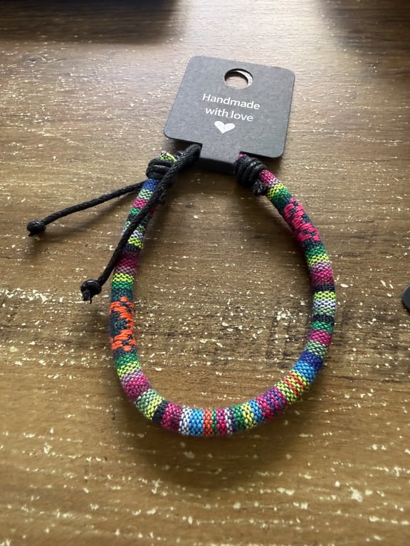 Multicolor Handmade Adjustable Cord Bracelet
