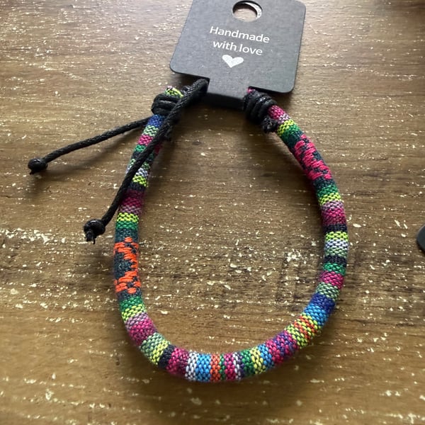 Multicolor Handmade Adjustable Cord Bracelet