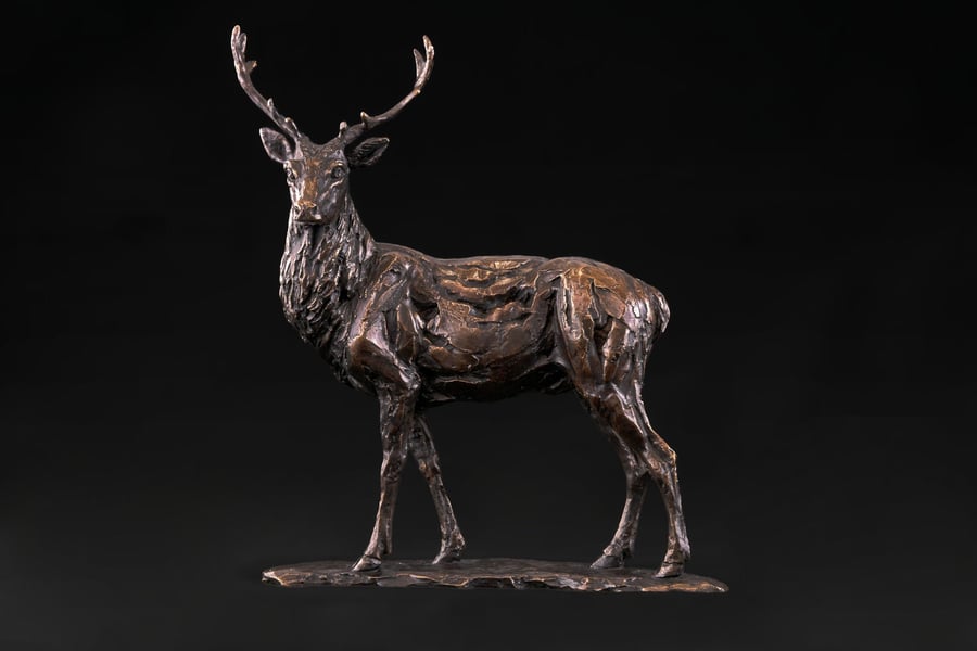 Foundry Bronze Royal Stag Animal Statue Small Bronze Metal Sculpture