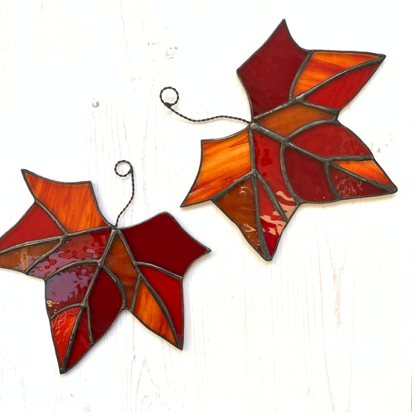 Stained Glass Maple Leaf Suncatcher - Handmade Hanging Window Decoration 