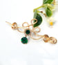 Gold plated  brooch, wrapped with green Swarovski crystal  for knitted Shawl ,