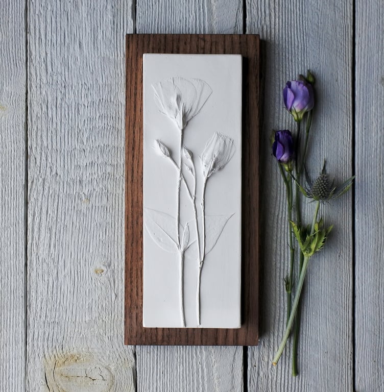 Lisianthus Plaster Cast Wall Plaque