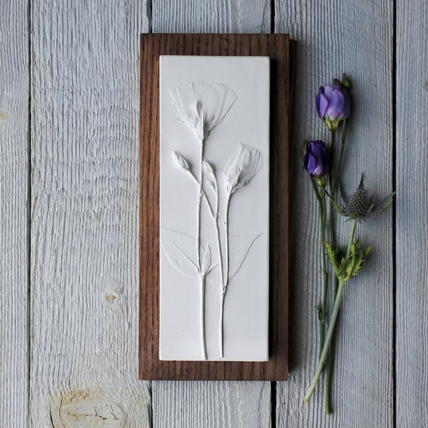 Lisianthus Plaster Cast Wall Plaque