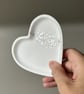 White Heart Shaped Tray with Silver Leaf and Rose Quartz - Image 4