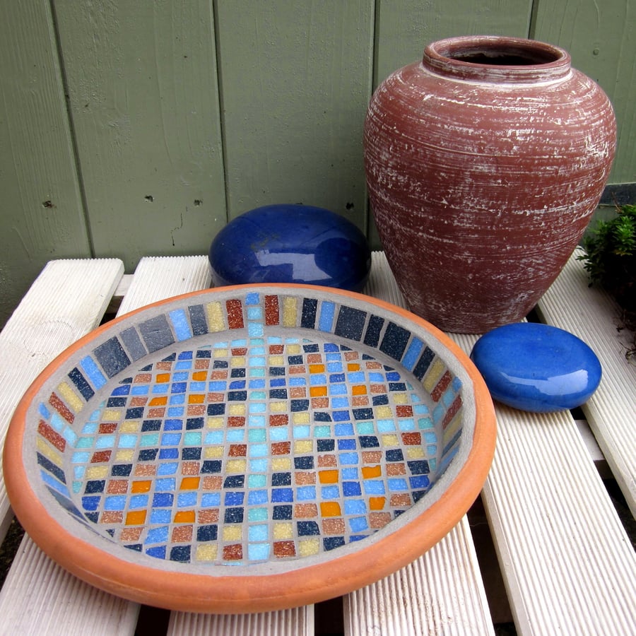 Moroccan Garden Mosaic Bird Bath
