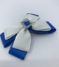 Royal Blue and White Double Layer Bow on Clip - Image 2