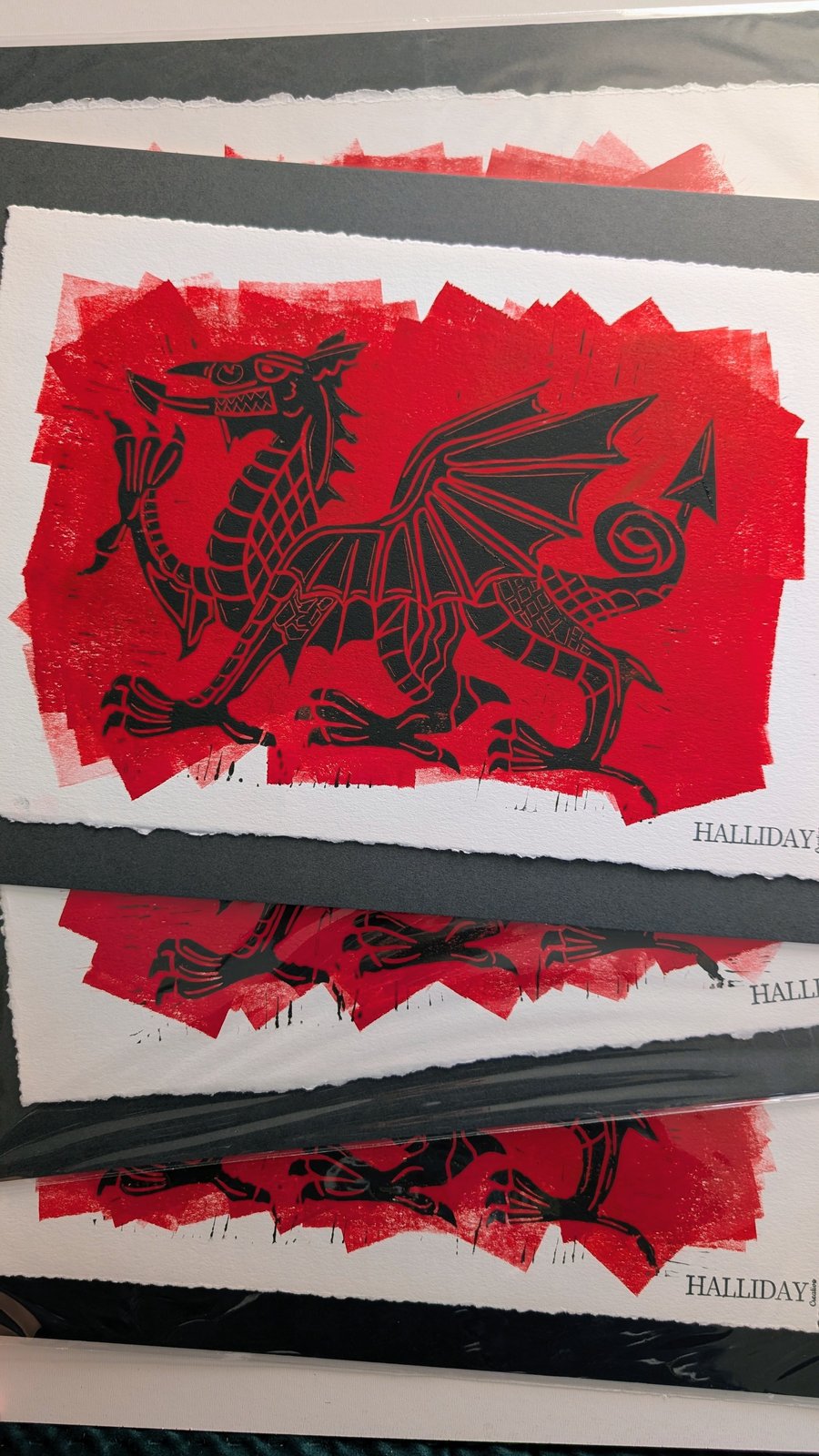 Welsh Dragon Lino Print 