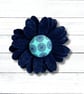Deep Blue Flower, Daisy Brooch, Flower Badge - Image 1