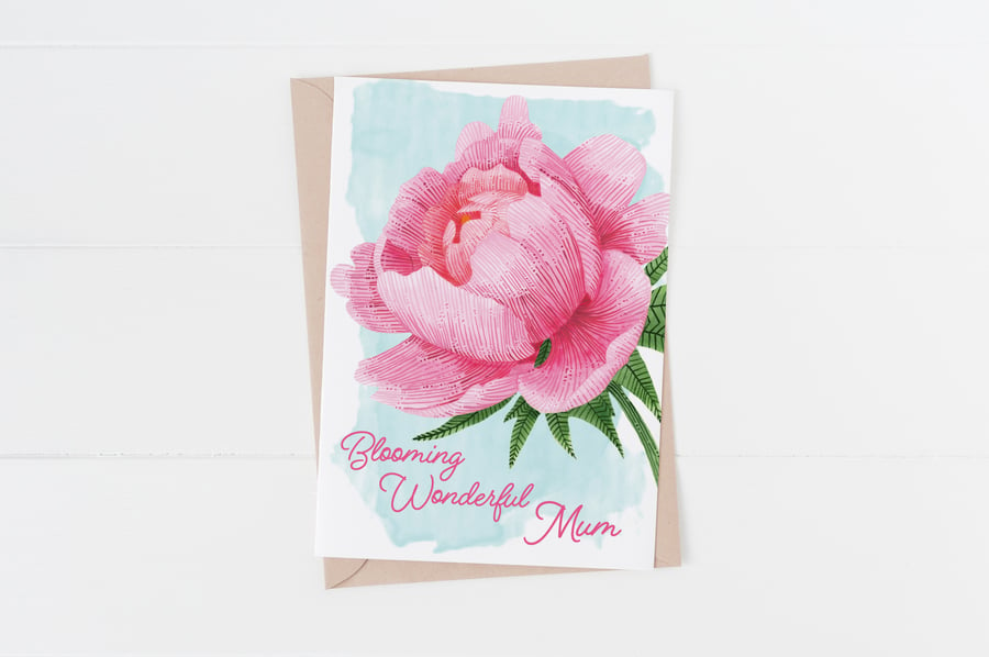 Pink Peony mother's day card 