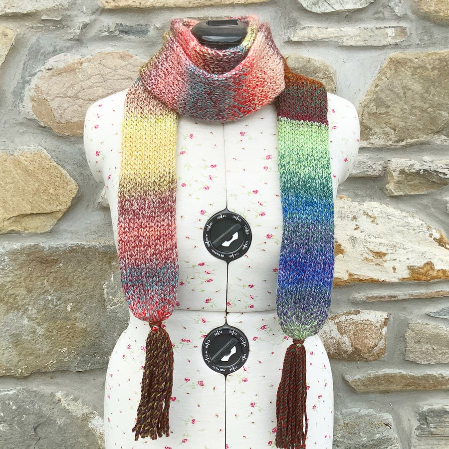 Knitted Scarf. Woollen Scarf. Tube Scarf. Long Double Layered Scarf. Scarves. 