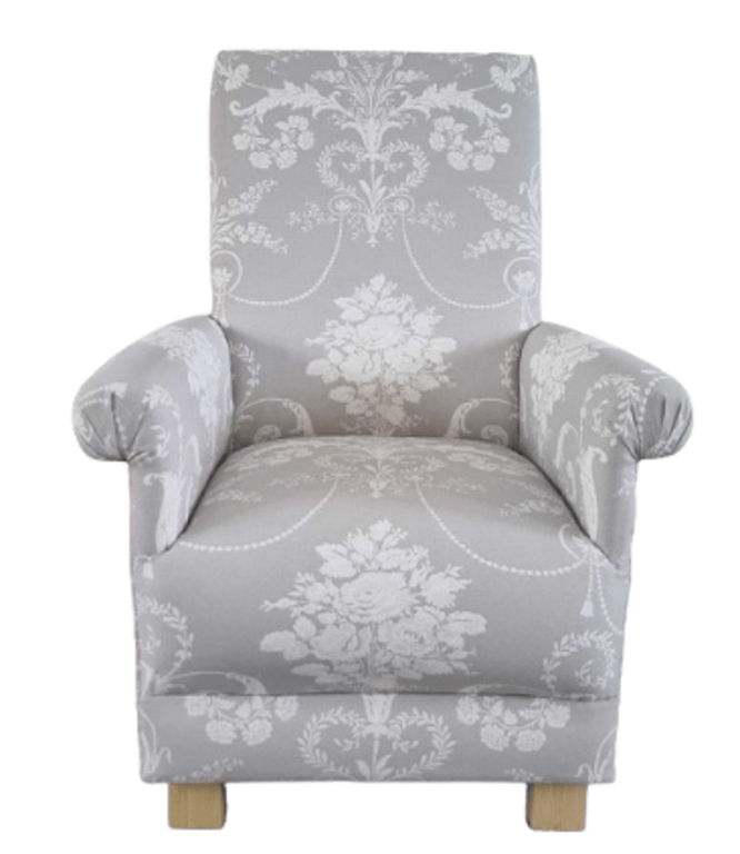 Laura Ashley Josette Dove Grey Armchair Adult Chair Toile Accent Bedroom Small