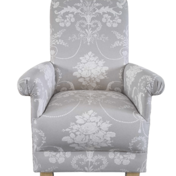 Laura Ashley Josette Dove Grey Armchair Adult Chair Toile Accent Bedroom Small