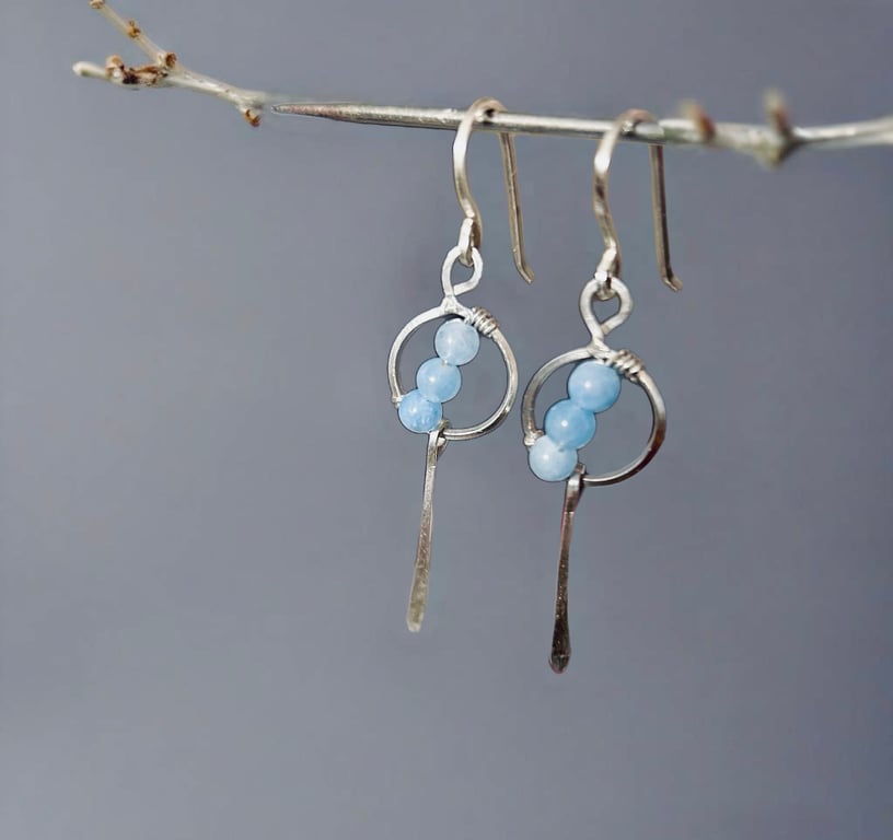 Sterling Silver Aquamarine Earrings, March Birthstone Birthday, Gift Boxed