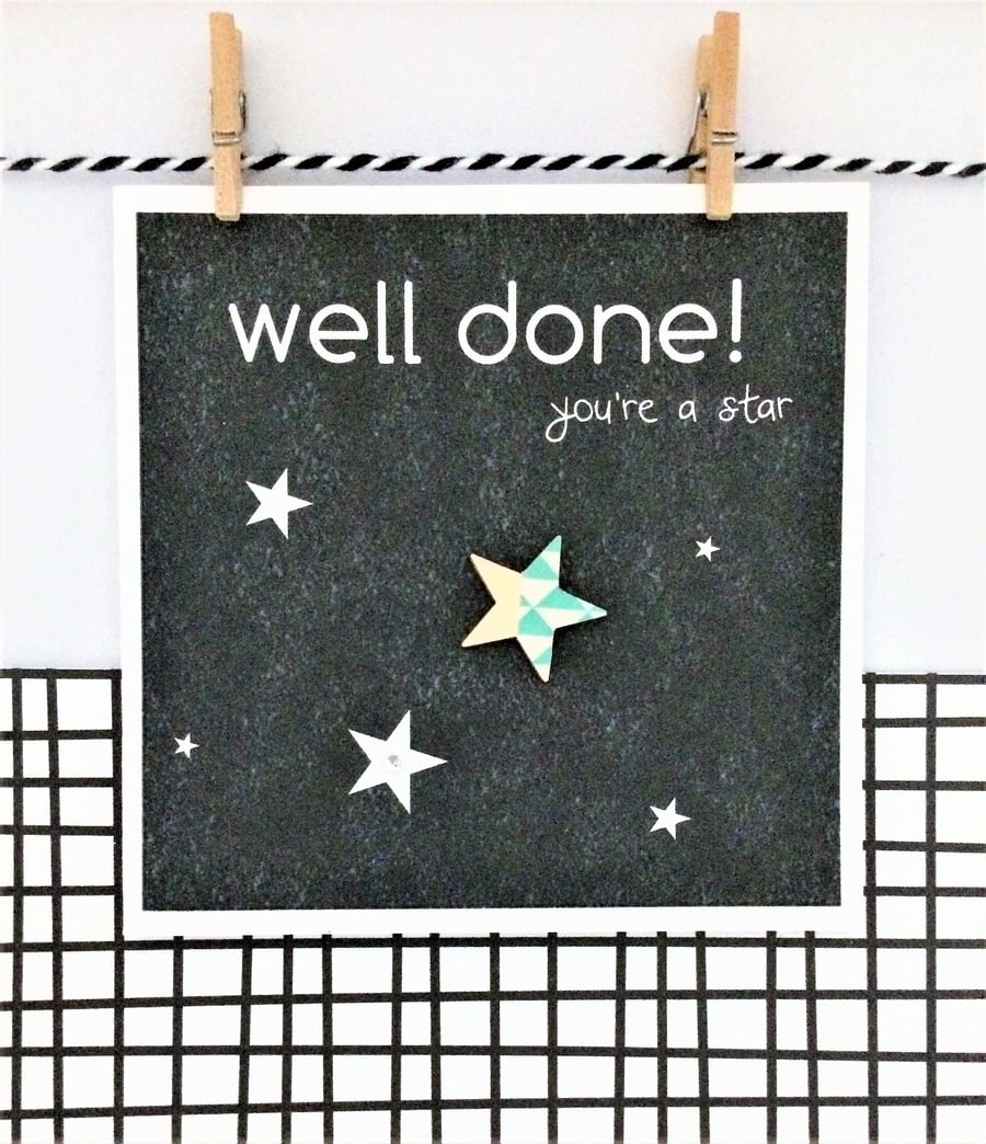 Congratulations Card - Handmade Card - Well Done! - You're A Star - Greetings Ca