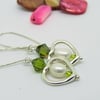 Pearls and Hearts earrings green for Mothers Day sterling silver