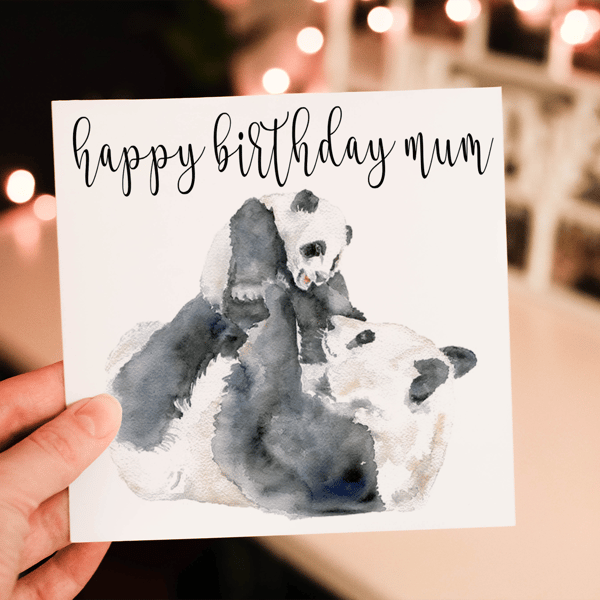 Mum Birthday Card, Panda Birthday Card, Card for Mum, Birthday Card