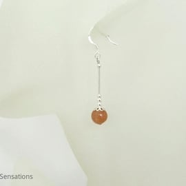 Dark Orange Aventurine & Sterling Silver Ladies Drop Earrings