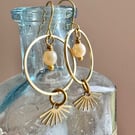 Brass Hoop Earrings With Pearl Beads Handmade in Cornwall 
