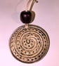 Stoneware necklace: a round ceramic white glaze spiral with Victorian amber bead - Image 2