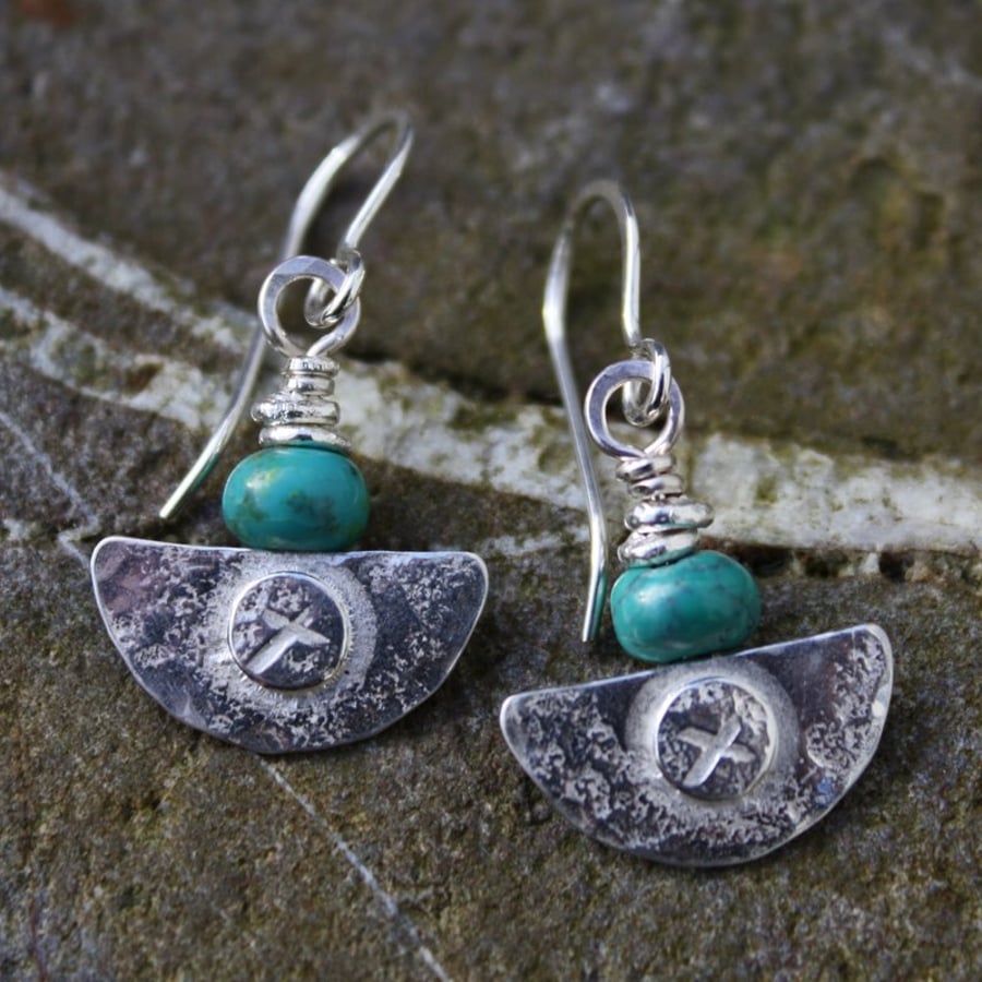 Ulu  , handmade silver and turquoise earrings