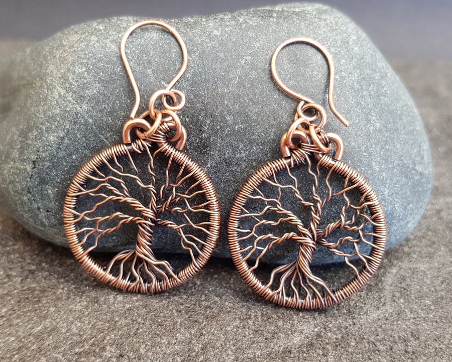 Copper Tree of Life Earrings