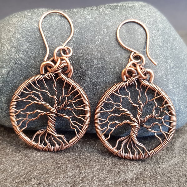 Copper Tree of Life Earrings