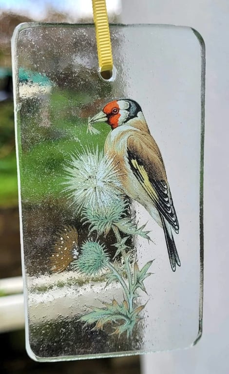 Goldfinch bird Stained Glass suncatcher