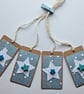 Blue Star Gift Tags with Buttons Pack of 4
