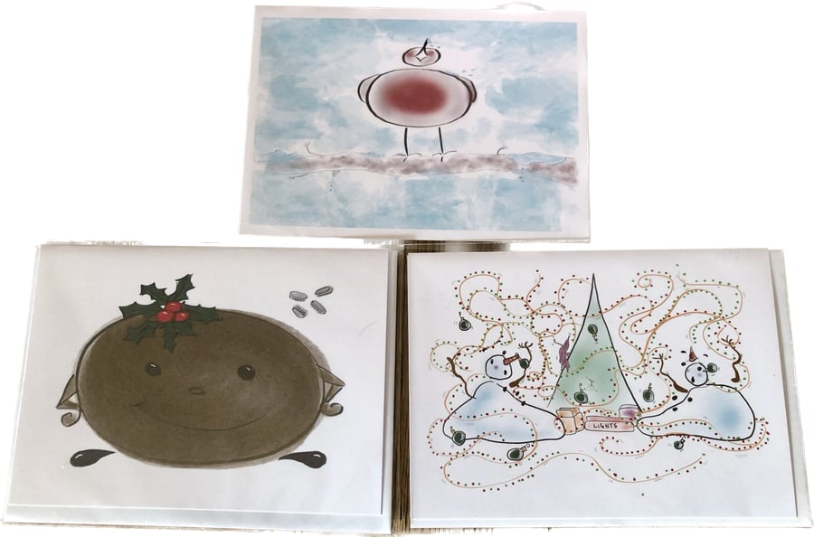Pack of Three Cartoon Christmas Cards
