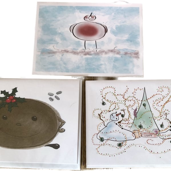 Pack of Three Cartoon Christmas Cards