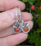 Botanical Carnelian Earrings, Sterling Silver Leaf Earrings, Silver Drop Earring - Image 2