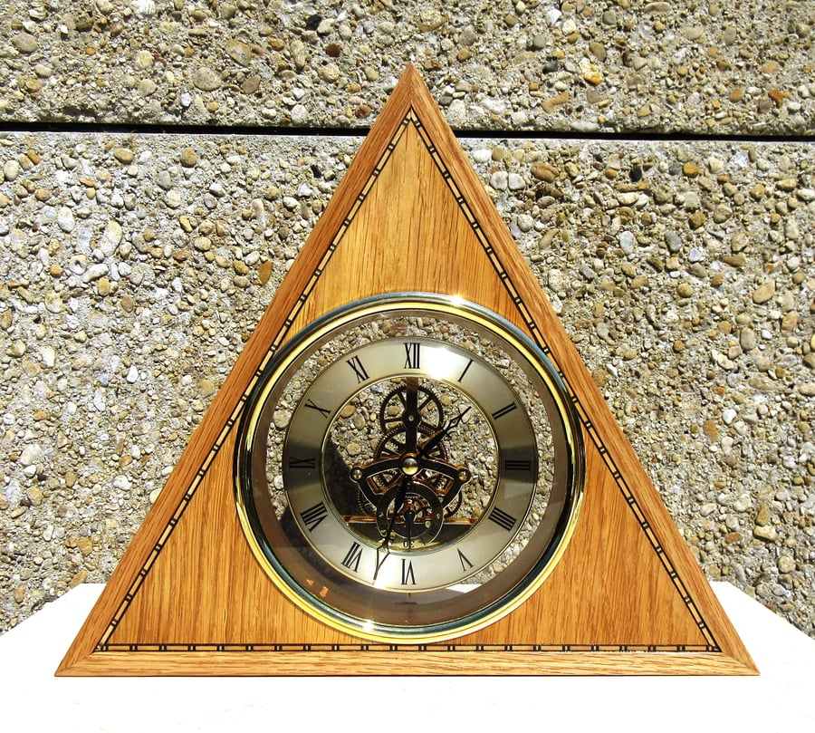 Triangular Skeleton Clock with Quartz Movement - Handmade