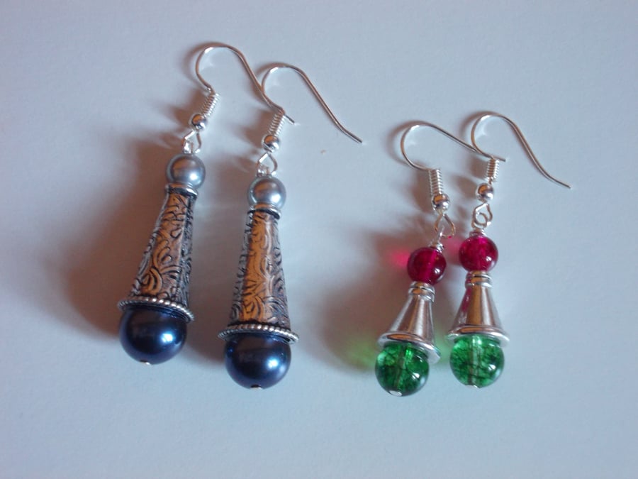 Two pairs of drop earrings