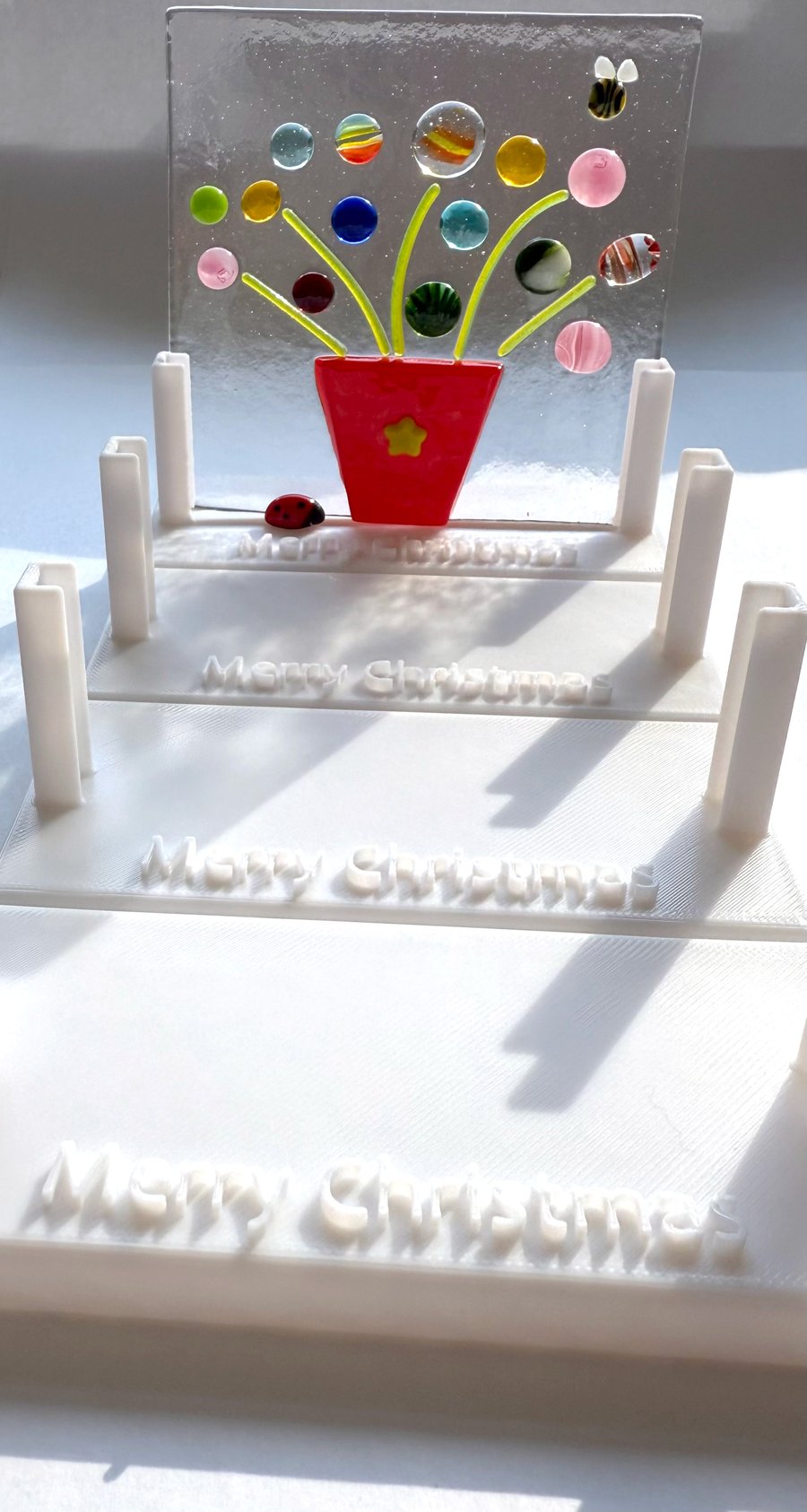 Pre-order: Merry Christmas set 4 fused glass display stands for 10cm panel 100mm