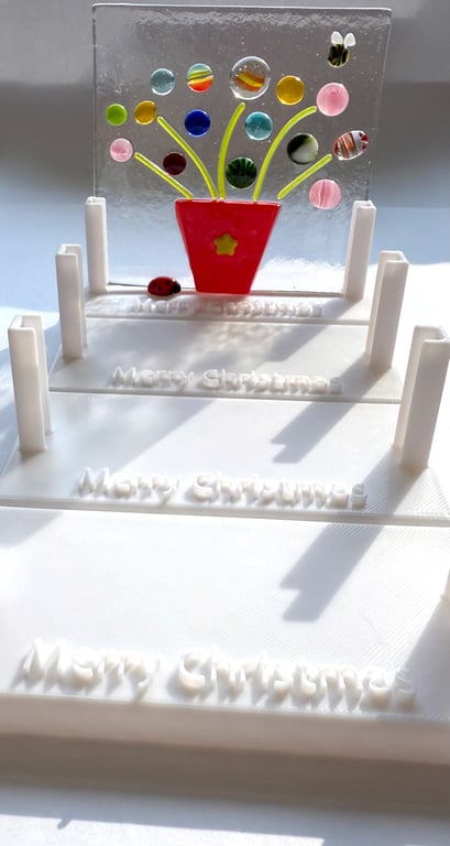 Pre-order: Merry Christmas set 4 fused glass display stands for 10cm panel 100mm