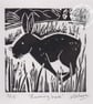 Running Hare - original, limited edition linocut. - Image 1