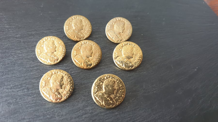 19mm Gold Buttons Coin design LAST 32 pieces