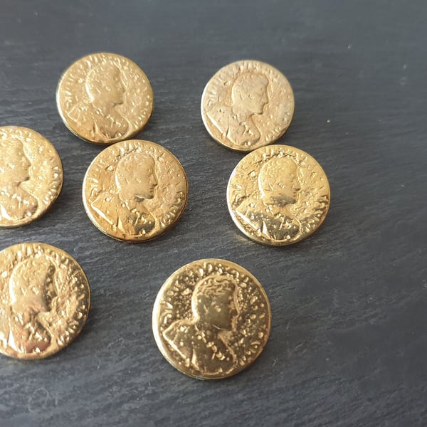19mm Gold Buttons Coin design LAST 32 pieces