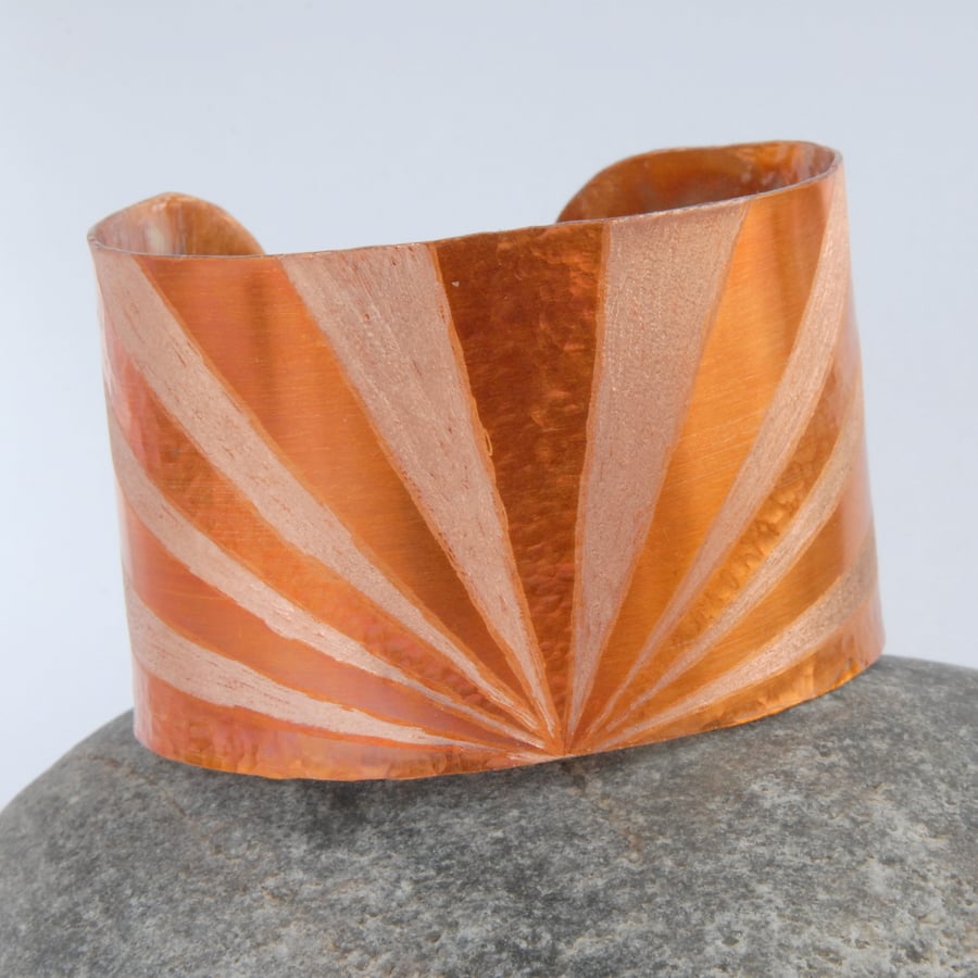 Sunburst statement textured copper cuff