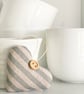 SAGE GREY STRIPED HEART - lavender, short shape - Image 1