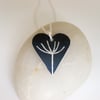 Dandelion seed heart pendant necklace in black
