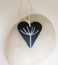 Dandelion seed heart pendant necklace in black - Image 1